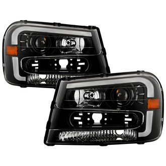 Spyder® - Driver and Passenger Side Black LED Light Tube Projector Headlights