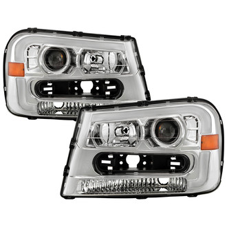 Spyder® - Driver and Passenger Side Chrome LED Light Tube Projector Headlights