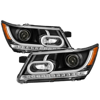 Spyder® - Driver and Passenger Side Black DRL Bar Halo Projector Headlights with LED Turn Signal