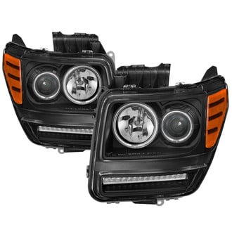 Spyder® - Driver and Passenger Side Black CCFL Halo Projector Headlights with LED Turn Signal/Parking Lights