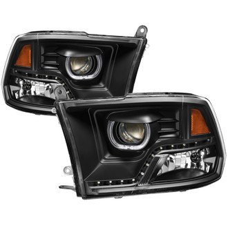 Spyder® - Driver and Passenger Side Black Halo Projector Headlights with Parking LEDs