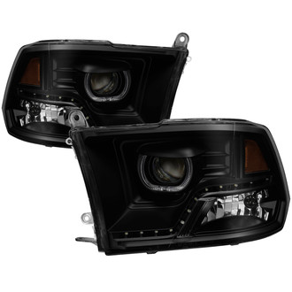 Spyder® - Driver and Passenger Side Black/Smoke Halo Projector Headlights with Parking LEDs
