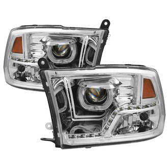 Spyder® - Driver and Passenger Side Chrome Halo Projector Headlights with Parking LEDs