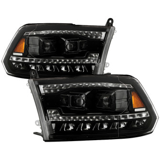 Spyder® - Driver and Passenger Side Black Projector LED Headlights with DRL