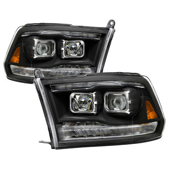 Spyder® - Driver and Passenger Side Black Projector Headlights with Parking LEDs