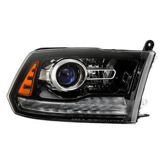Spyder® - Passenger Side Black Factory Style Projector Headlight with LED DRL and Turn Signal