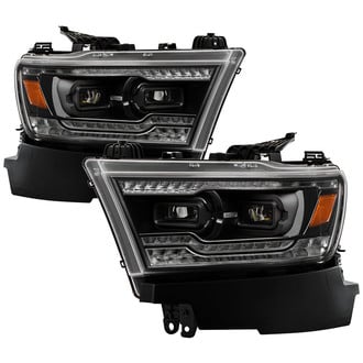 Spyder® - Driver and Passenger Side Black Projector LED Headlights with Sequential Turn Signal