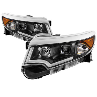 Spyder® - Driver and Passenger Side Black LED DRL Bar Projector Headlights