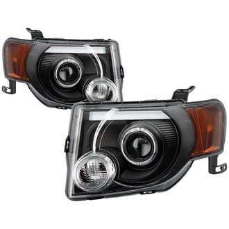 Spyder® - Driver and Passenger Side Black Factory Style Light Tube Halo Projector Headlights