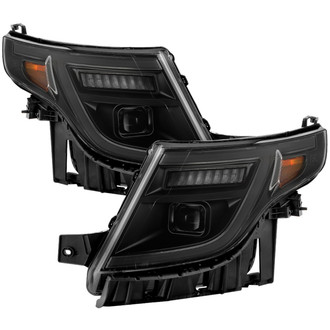 Spyder® - Driver and Passenger Side Black Light Tube Projector Headlights with LED Turn Signal
