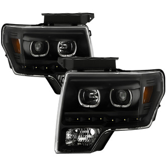 Spyder® - Driver and Passenger Side Black Halo Projector Headlights with Parking LEDs