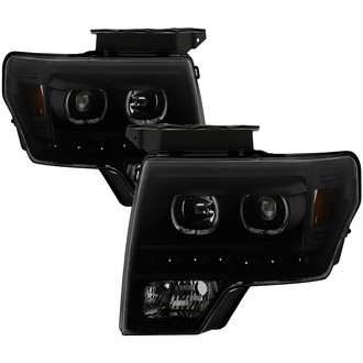 Spyder® - Driver and Passenger Side Black/Smoke Halo Projector Headlights with Parking LEDs