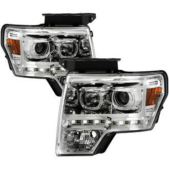 Spyder® - Driver and Passenger Side Chrome Halo Projector Headlights with Parking LEDs