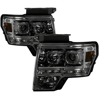 Spyder® - Driver and Passenger Side Chrome/Smoke Halo Projector Headlights with Parking LEDs