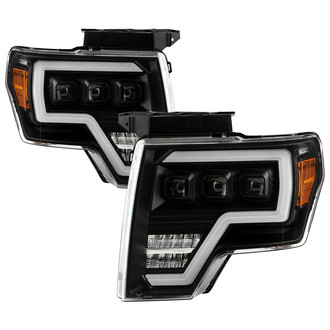 Spyder® - Driver and Passenger Side Black Light Tube Projector LED Headlights with DRL