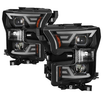 Spyder® - Driver and Passenger Side Black LED DRL Bar Projector Headlights