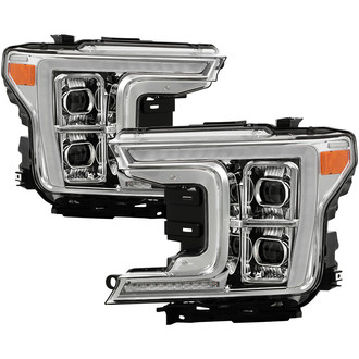 Spyder® - Driver and Passenger Side Chrome Light Tube LED Headlights