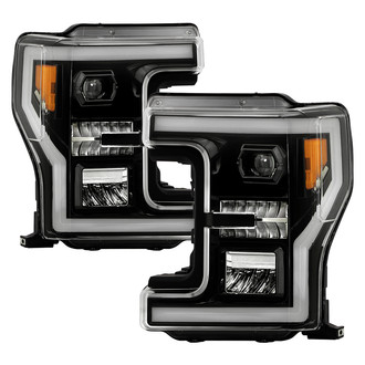 Spyder® - Driver and Passenger Side Black DRL Bar Projector LED Headlights with Sequential Turn Signal