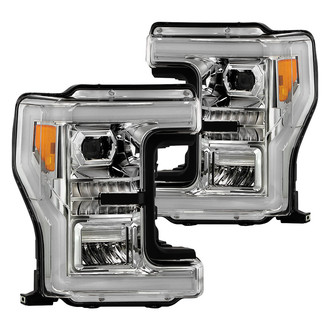 Spyder® - Driver and Passenger Side Chrome DRL Bar Projector LED Headlights with Sequential Turn Signal