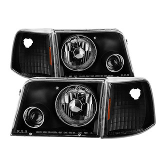 Spyder® - Driver and Passenger Side Black Projector Headlights with Corner Lights
