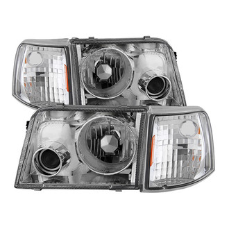 Spyder® - Driver and Passenger Side Chrome Projector Headlights with Corner Lights