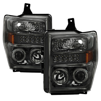 Spyder® - Driver and Passenger Side Chrome/Smoke Halo Projector Headlights with Parking LEDs