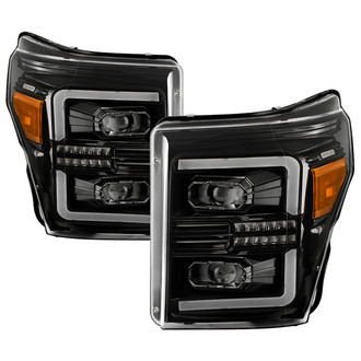 Spyder® - Driver and Passenger Side Black Light Tube Projector LED Headlights with Sequential Turn Signal