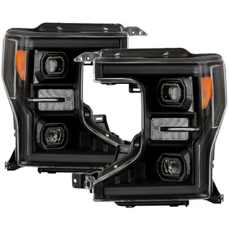 Spyder® - Driver and Passenger Side Black LED DRL Bar Projector Headlights