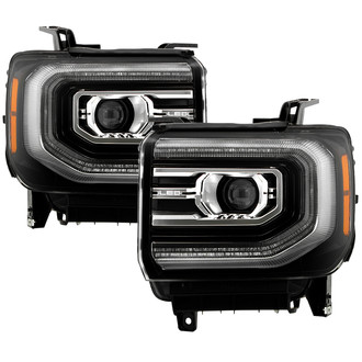 Spyder® - Driver and Passenger Side Black Factory Style Projector LED Headlights with DRL