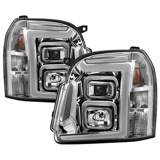 Spyder® - Driver and Passenger Side Chrome LED Light Tube Projector Headlights