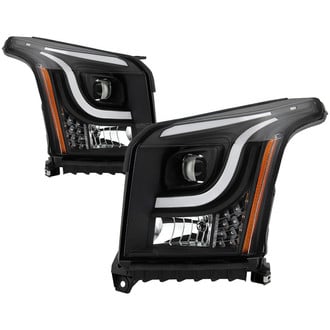 Spyder® - Driver and Passenger Side Black LED DRL Bar Projector Headlights