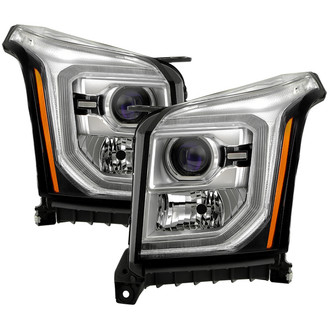 Spyder® - Driver and Passenger Side Chrome Factory Style LED DRL Bar Projector Headlights with LED DRL