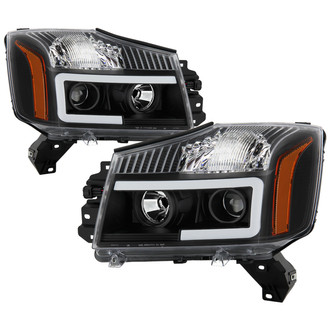 Spyder® - Driver and Passenger Side Black LED DRL Bar Projector Headlights