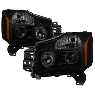 Spyder® - Driver and Passenger Side Black/Smoke Halo Projector Headlights with Parking LEDs