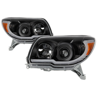 Spyder® - Driver and Passenger Side Black LED Light Tube Projector Headlights