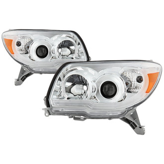 Spyder® - Driver and Passenger Side Chrome LED Light Tube Projector Headlights