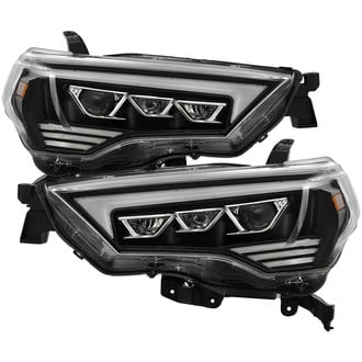 Spyder® - Driver and Passenger Side Black DRL Bar Projector Headlights with Sequential LED Turn Signal