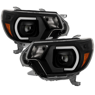 Spyder® - Driver and Passenger Side Black LED Light Tube Projector Headlights