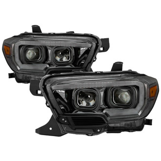 Spyder® - Driver and Passenger Side Black/Smoke Sequential LED DRL Bar Projector Headlights