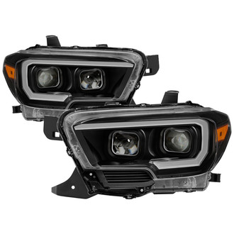 Spyder® - Driver and Passenger Side Black Sequential LED Light Tube Projector Headlights