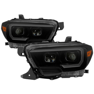 Spyder® - Driver and Passenger Side Black/Smoke Sequential LED Light Tube Projector Headlights