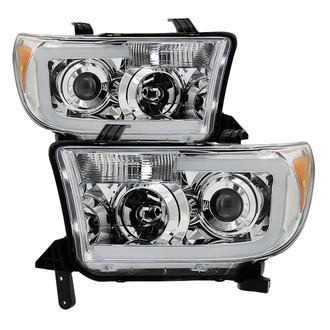 Spyder® - Driver and Passenger Side Chrome LED Light Tube Projector Headlights