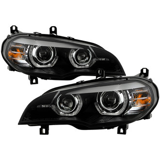 Spyder® - Apex Series Driver and Passenger Side Black Light Tube Projector LED Headlights