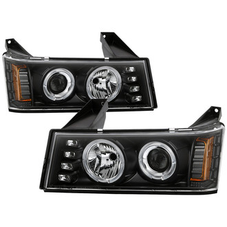 Spyder® - Signature Series Driver and Passenger Side Black Halo Projector Headlights with LED DRL