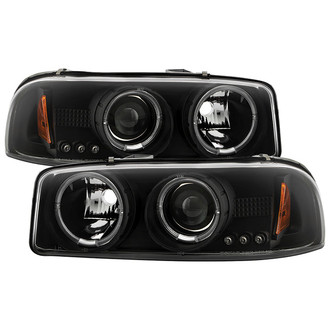 Spyder® - Signature Series Driver and Passenger Side Black Halo Projector Headlights with Parking LEDs