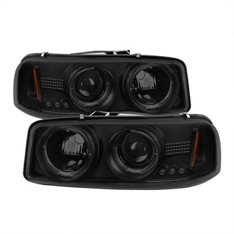 Spyder® - Signature Series Driver and Passenger Side Black/Smoke Halo Projector Headlights with Parking LEDs