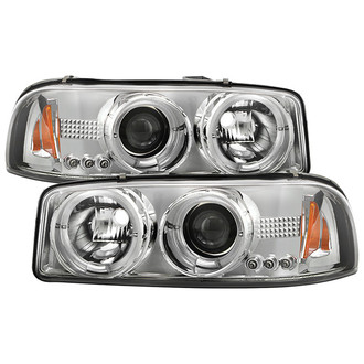 Spyder® - Signature Series Driver and Passenger Side Chrome Halo Projector Headlights with Parking LEDs