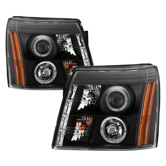 Spyder® - Signature Series Driver and Passenger Side Black Halo Projector Headlights with LED DRL