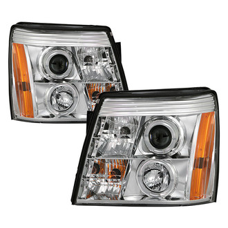 Spyder® - Signature Series Driver and Passenger Side Chrome Halo Projector Headlights with LED DRL