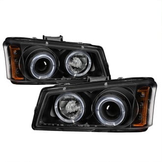 Spyder® - Signature Series Driver and Passenger Side Black Halo Projector Headlights with Parking LEDs